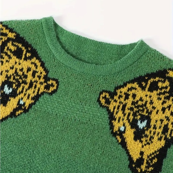 Green Yellow Leopard Sweater - Picture 3 of 4